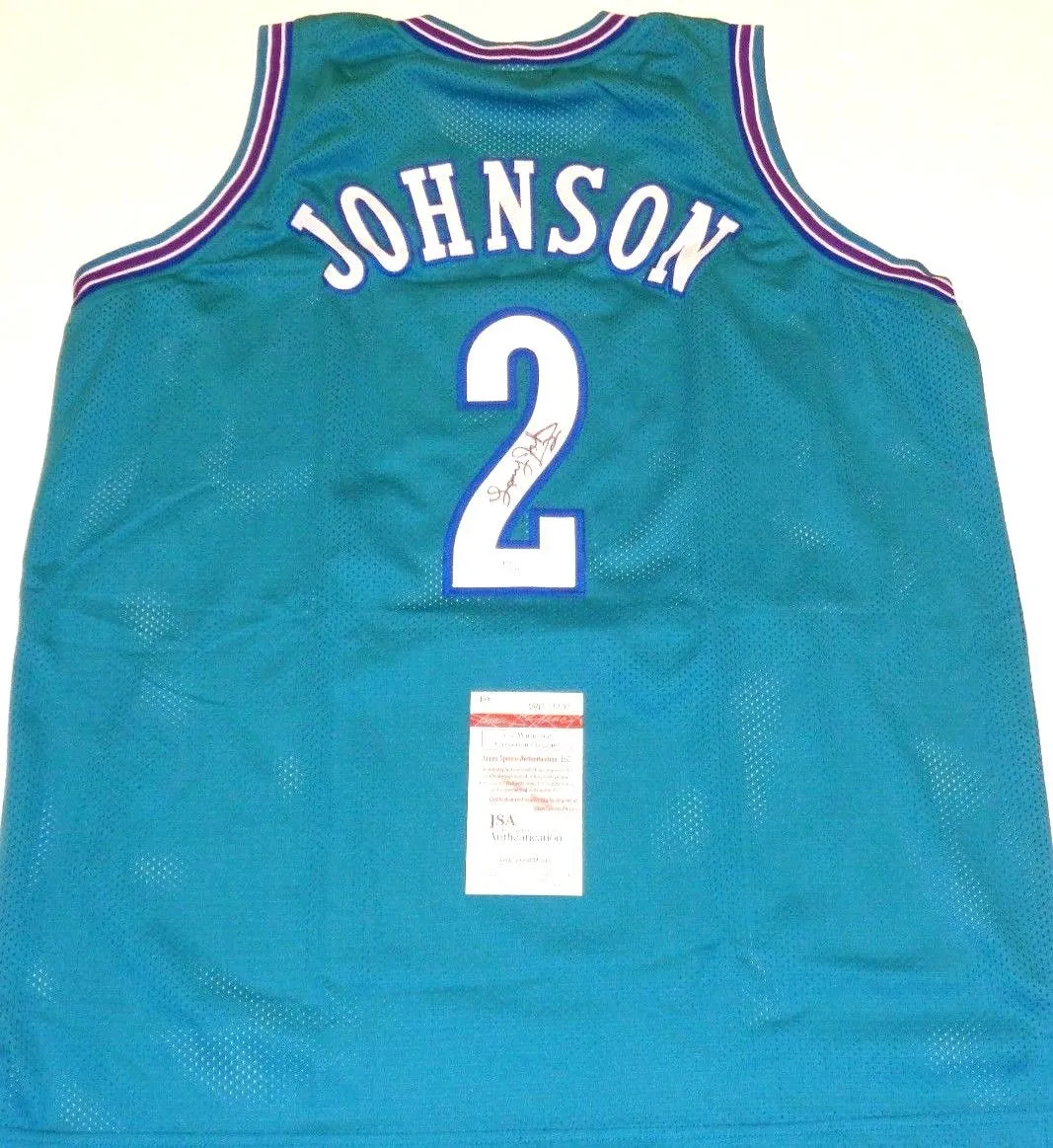 Larry Johnson Signed Autographed Charlotte Hornets Basketball Jersey (JSA COA)