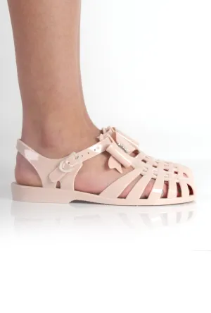 Lily Nude Bow Diamante Jelly Shoes