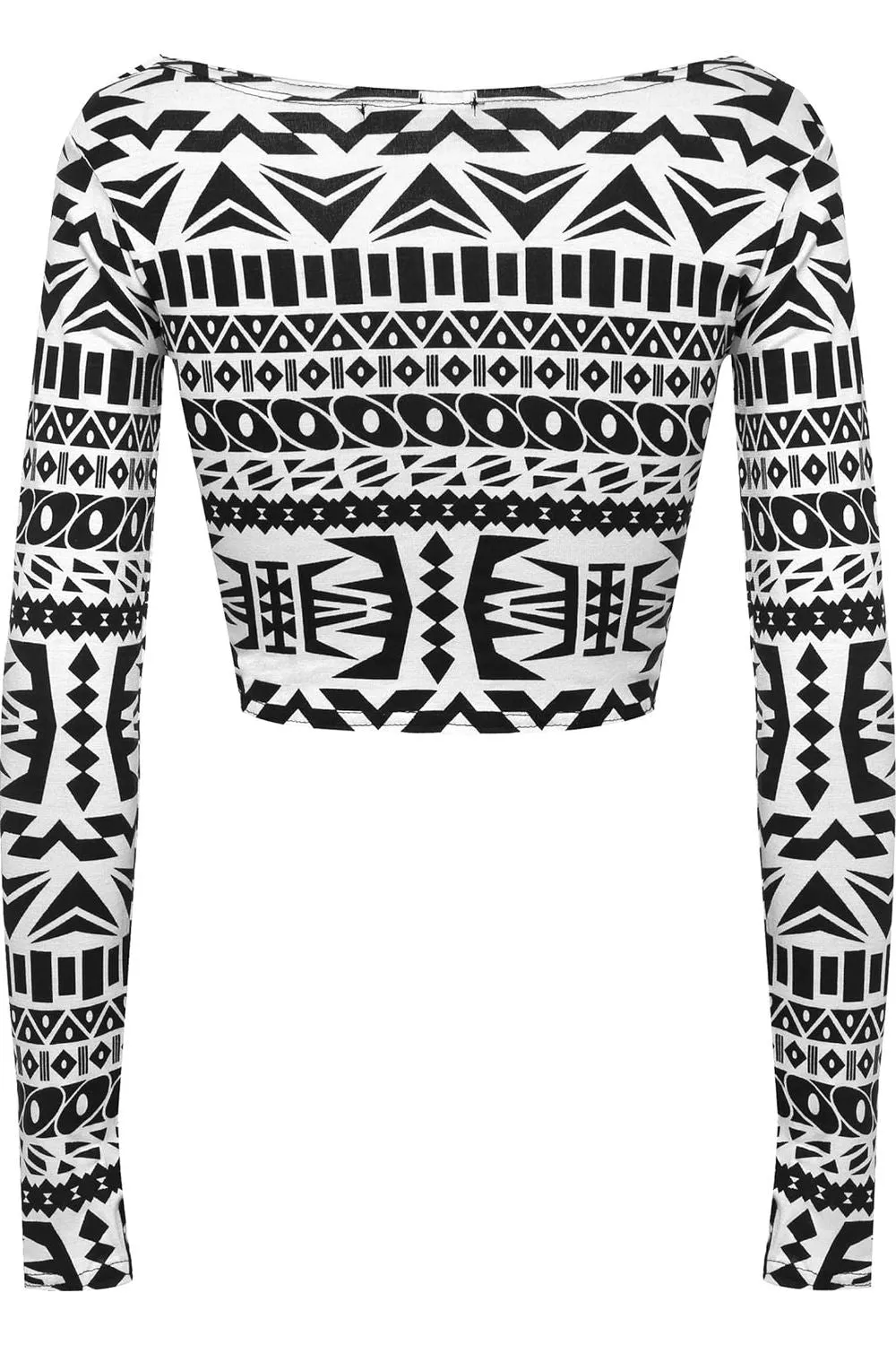 Long Sleeve Printed Crop Top