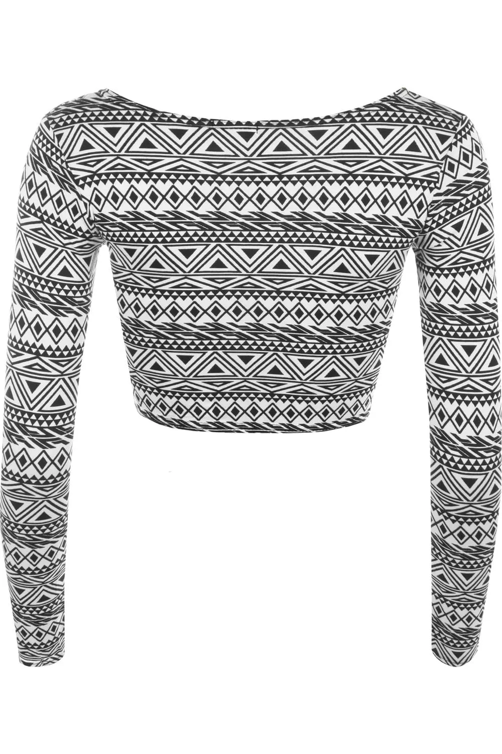 Long Sleeve Printed Crop Top