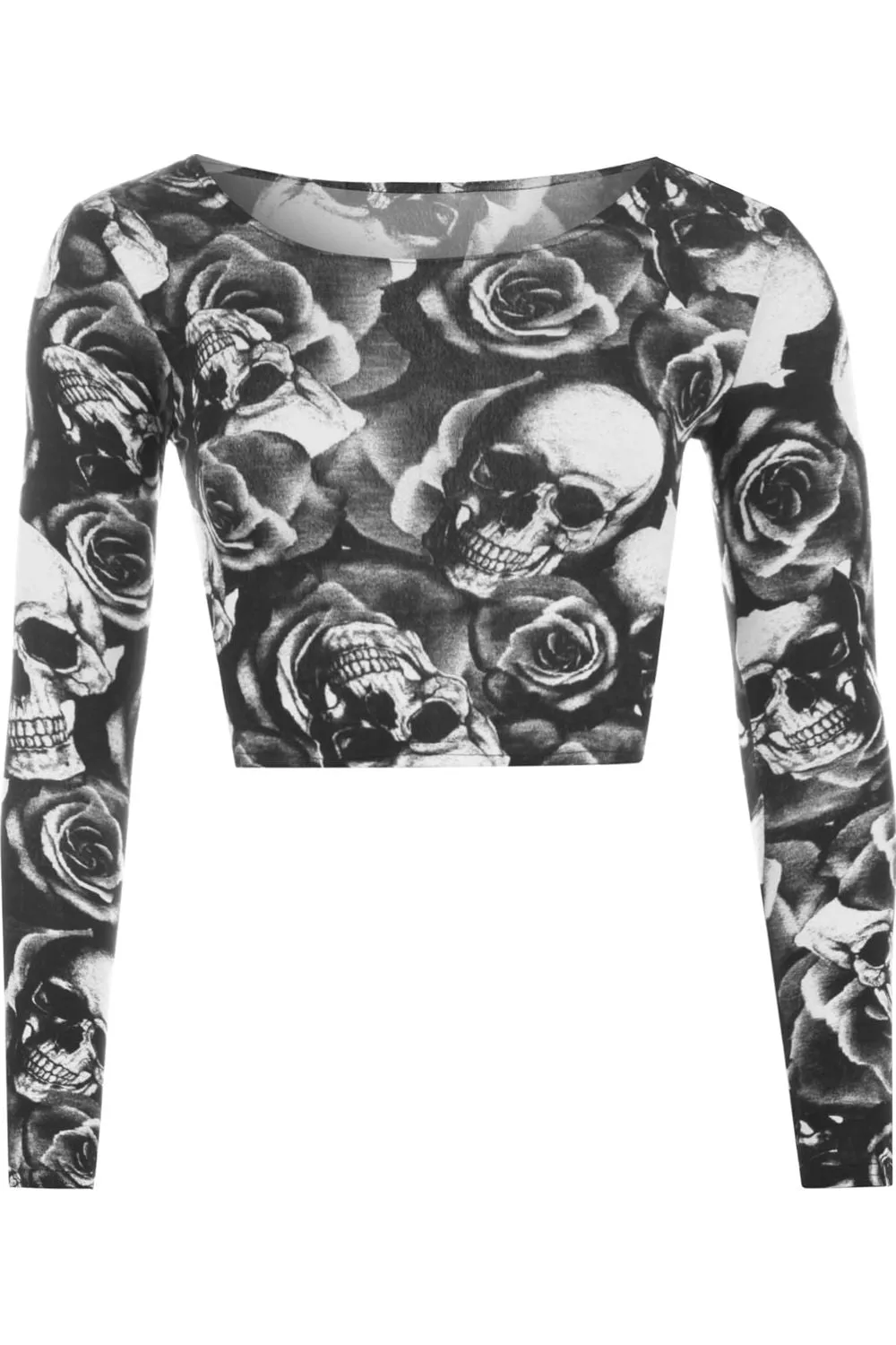 Long Sleeve Printed Crop Top