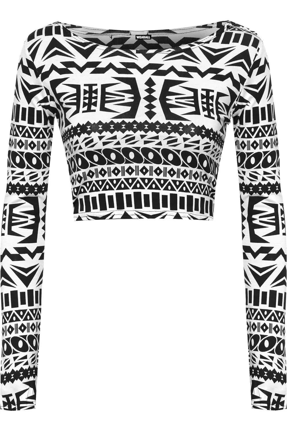 Long Sleeve Printed Crop Top