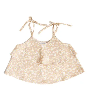 Lyra Tie Strap Tiered Top - Champagne & Daisies