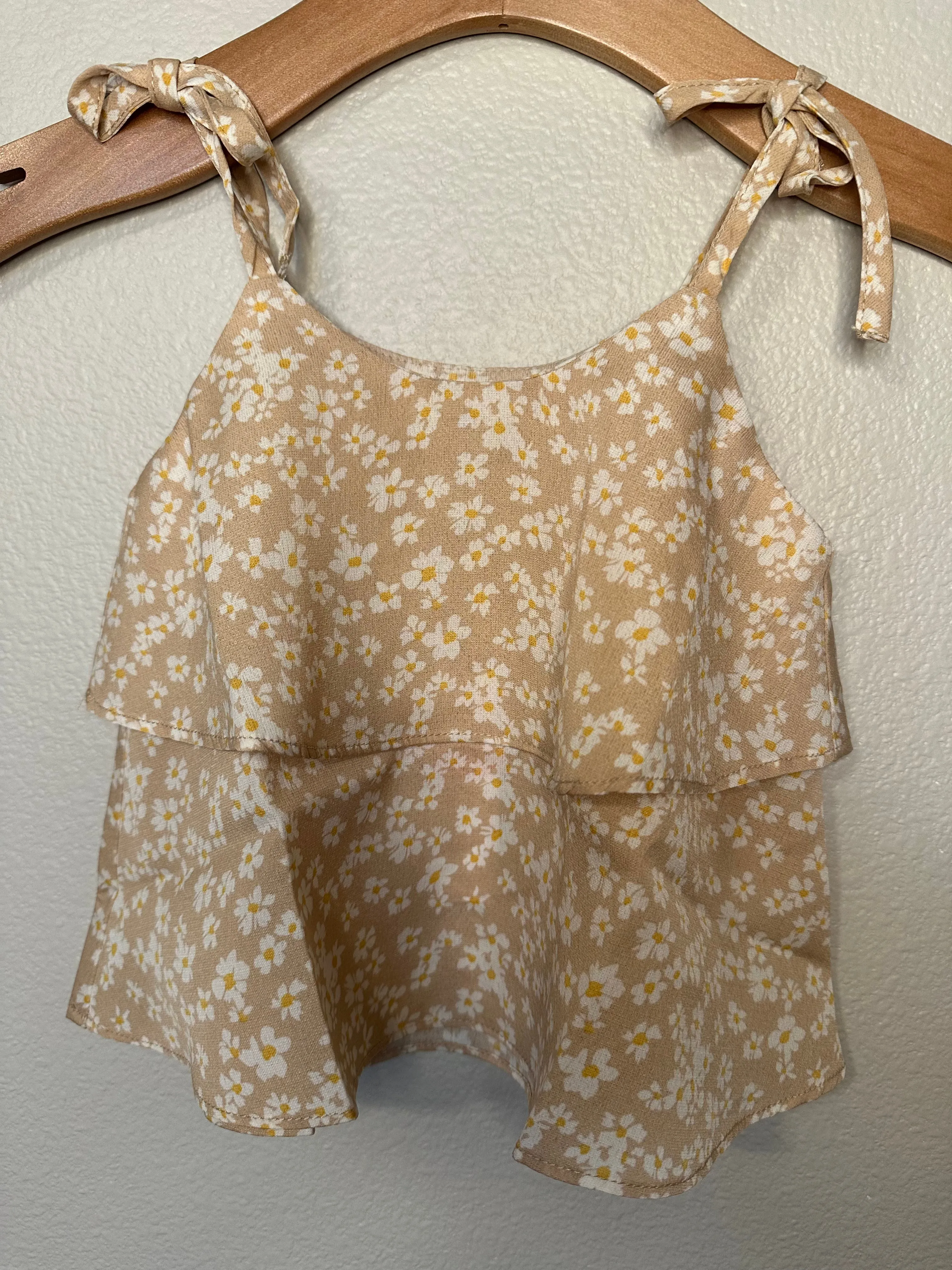 Lyra Tie Strap Tiered Top - Champagne & Daisies