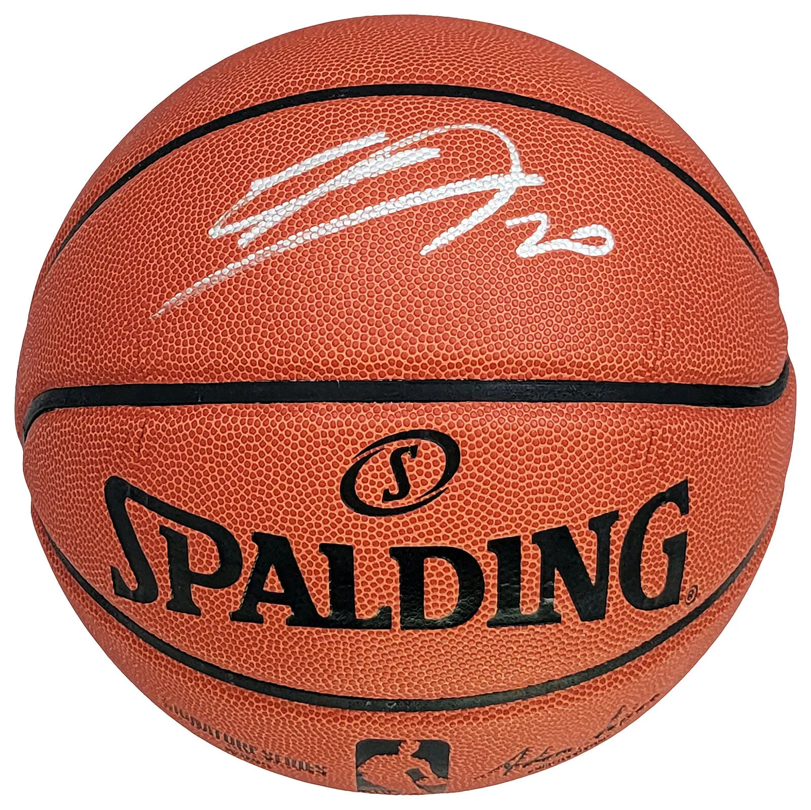 MANU GINOBILI AUTOGRAPHED SPALDING SIGNATURE BASKETBALL SPURS BECKETT 211904