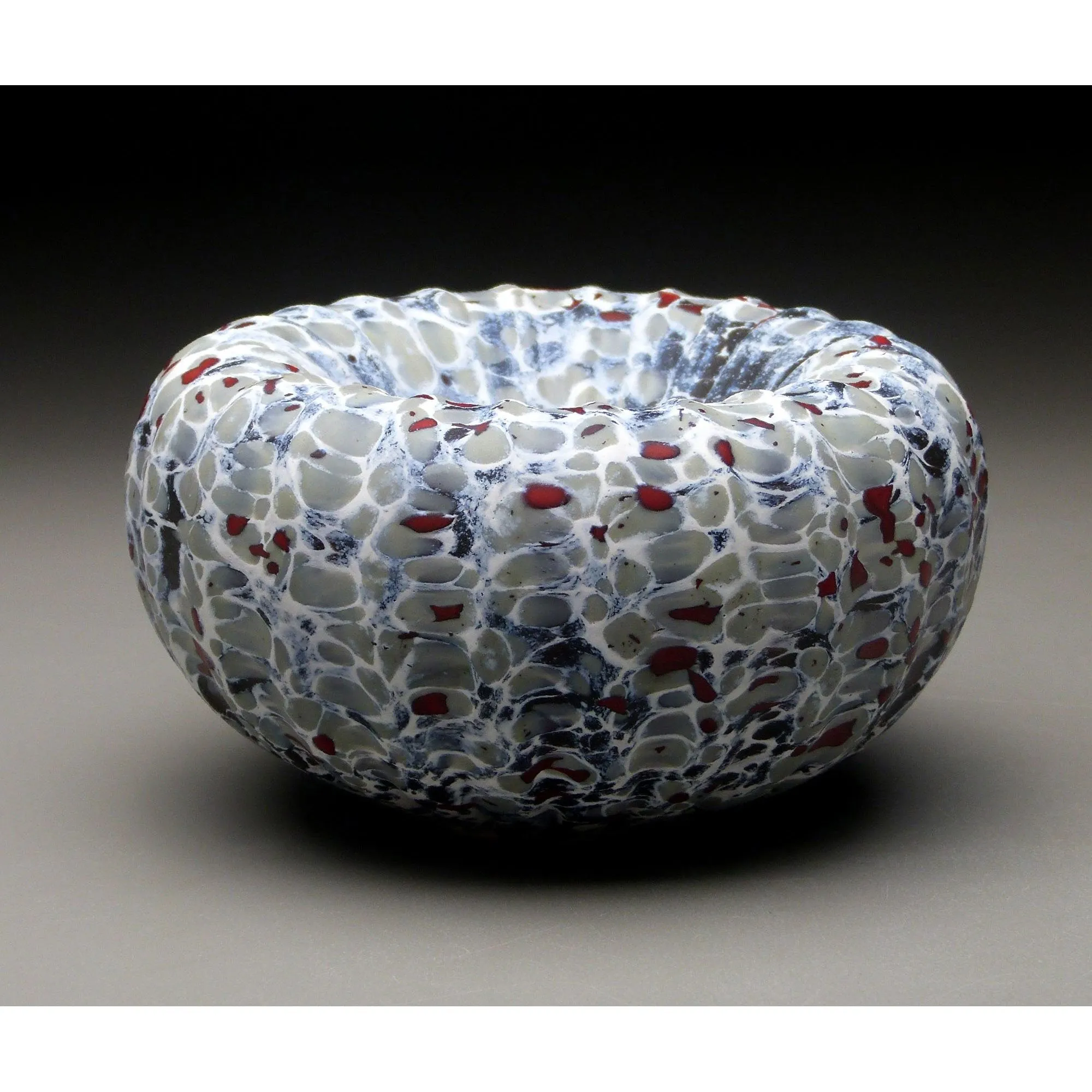 Medium Treasure Bowl in White Handblown Glass Bowl by Thomas Spake Studios