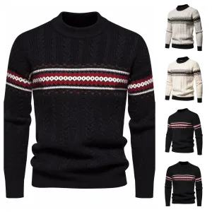 Men's Casual Sweater - Round Neck Pullover Print Casual Sweater