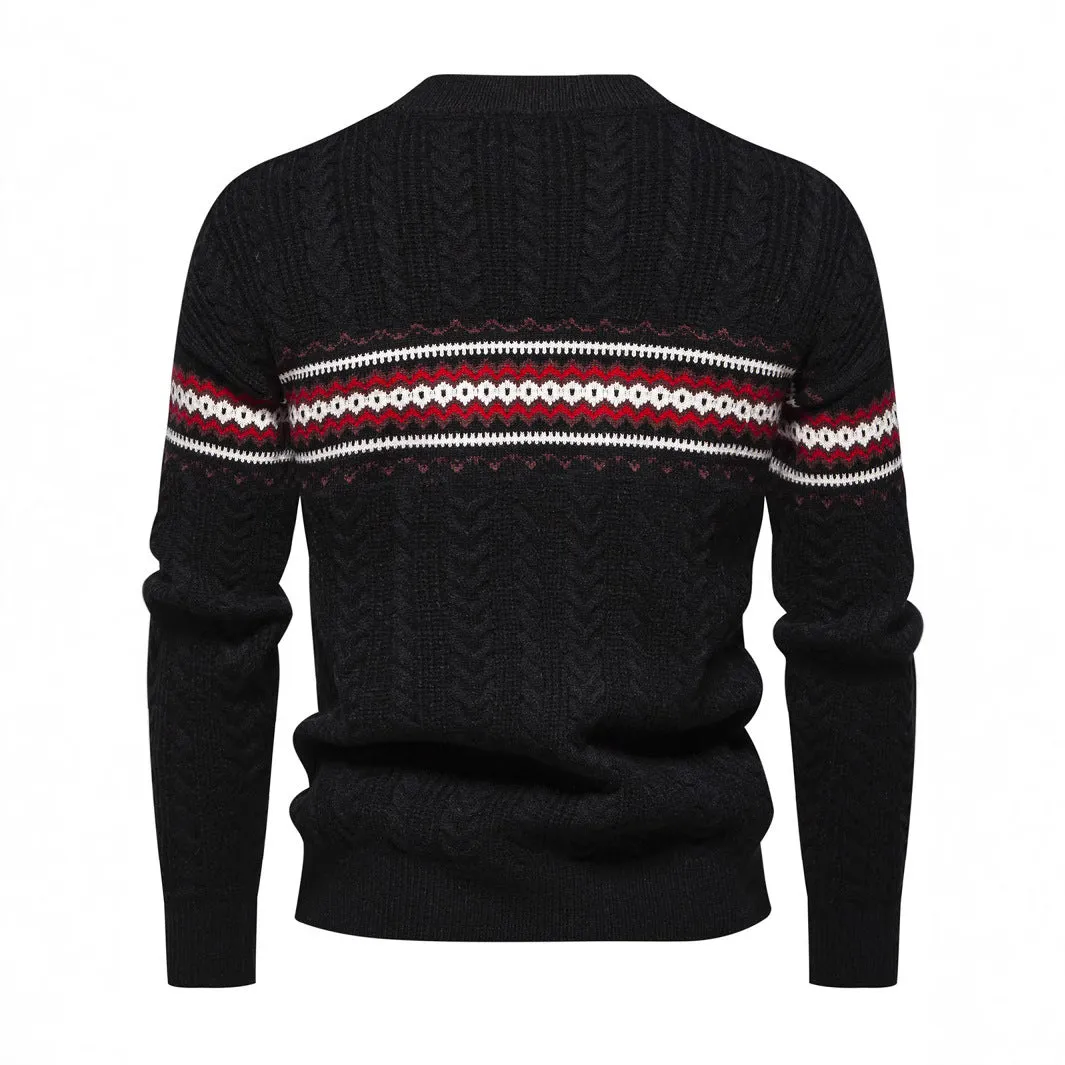 Men's Casual Sweater - Round Neck Pullover Print Casual Sweater