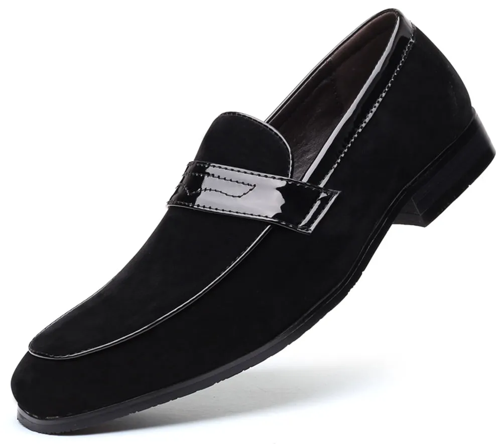 Men's Suede Penny Loafers Square Toe
