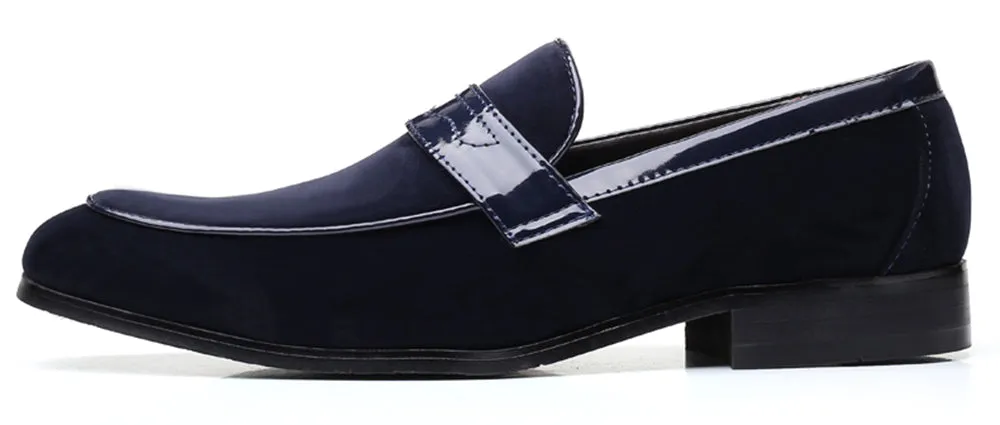 Men's Suede Penny Loafers Square Toe