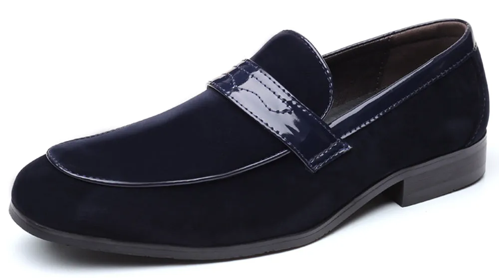Men's Suede Penny Loafers Square Toe
