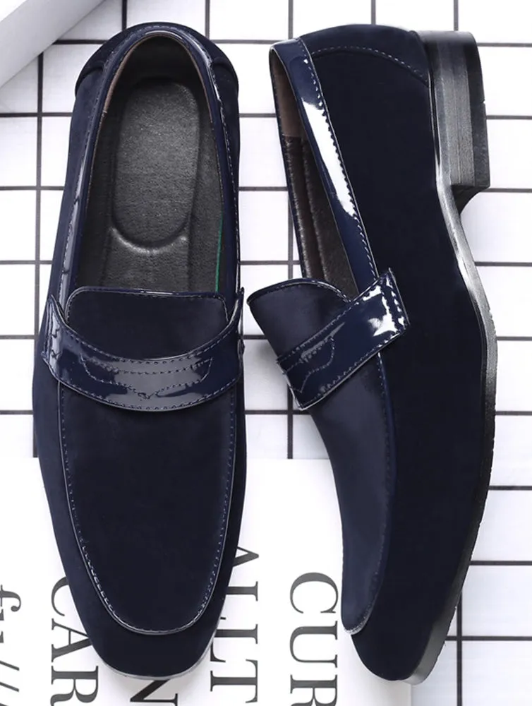 Men's Suede Penny Loafers Square Toe