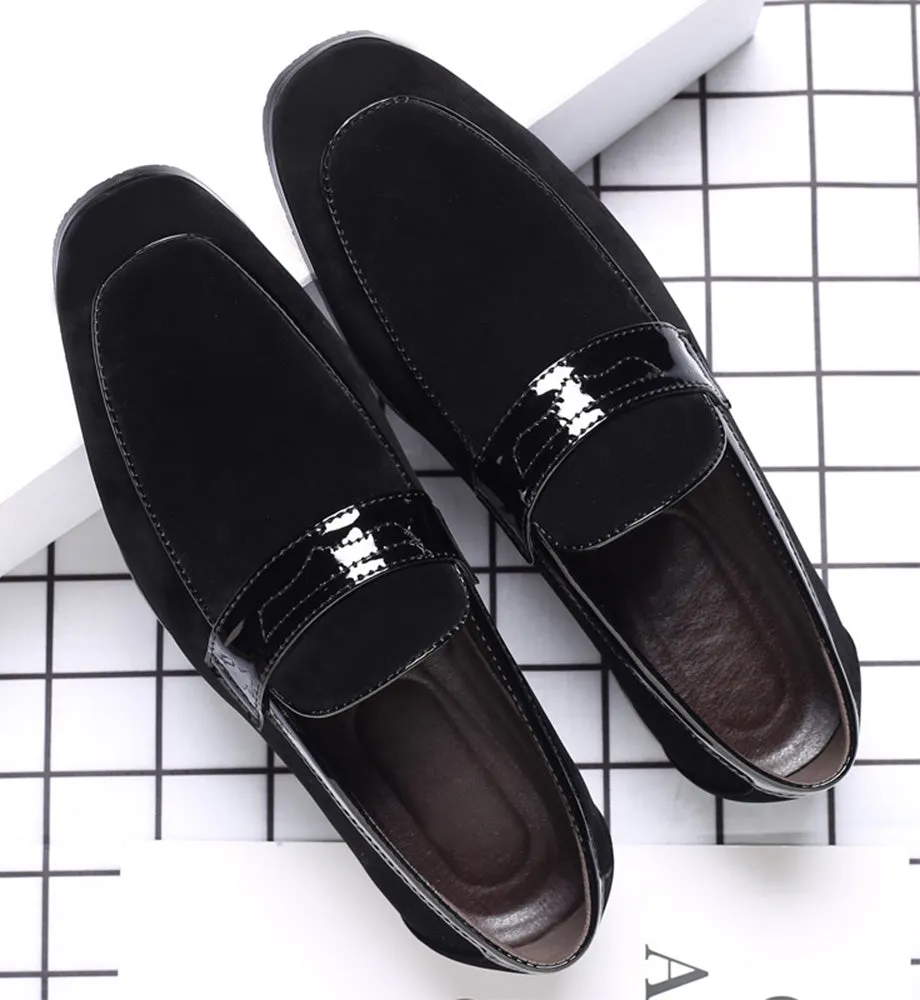 Men's Suede Penny Loafers Square Toe