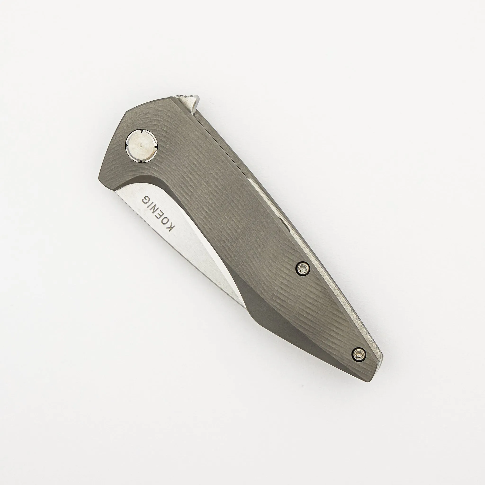 Mini Goblin - Sea Pattern Titanium Handle - Brightwashed W/ Polished Flats M390 Blade
