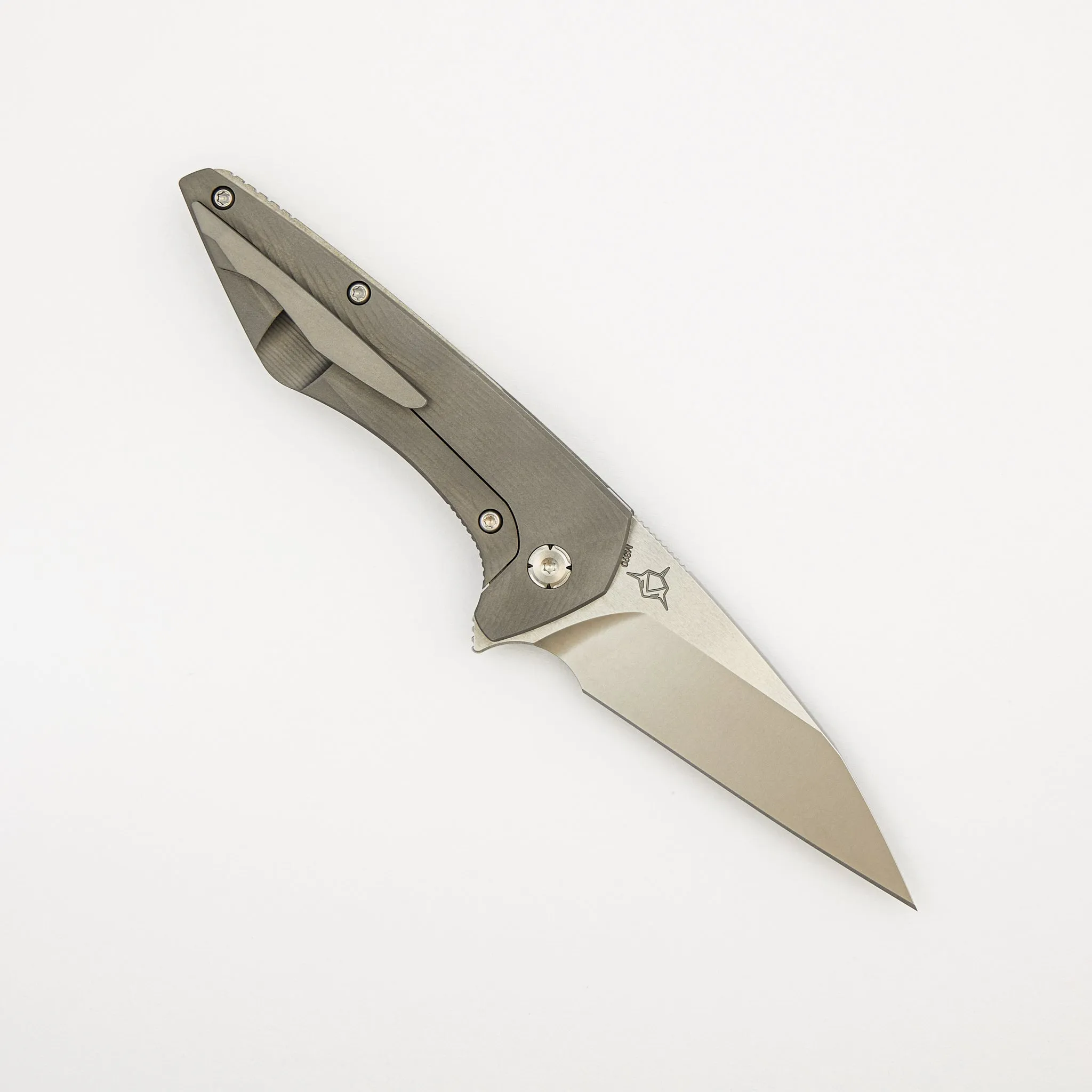 Mini Goblin - Sea Pattern Titanium Handle - Brightwashed W/ Polished Flats M390 Blade