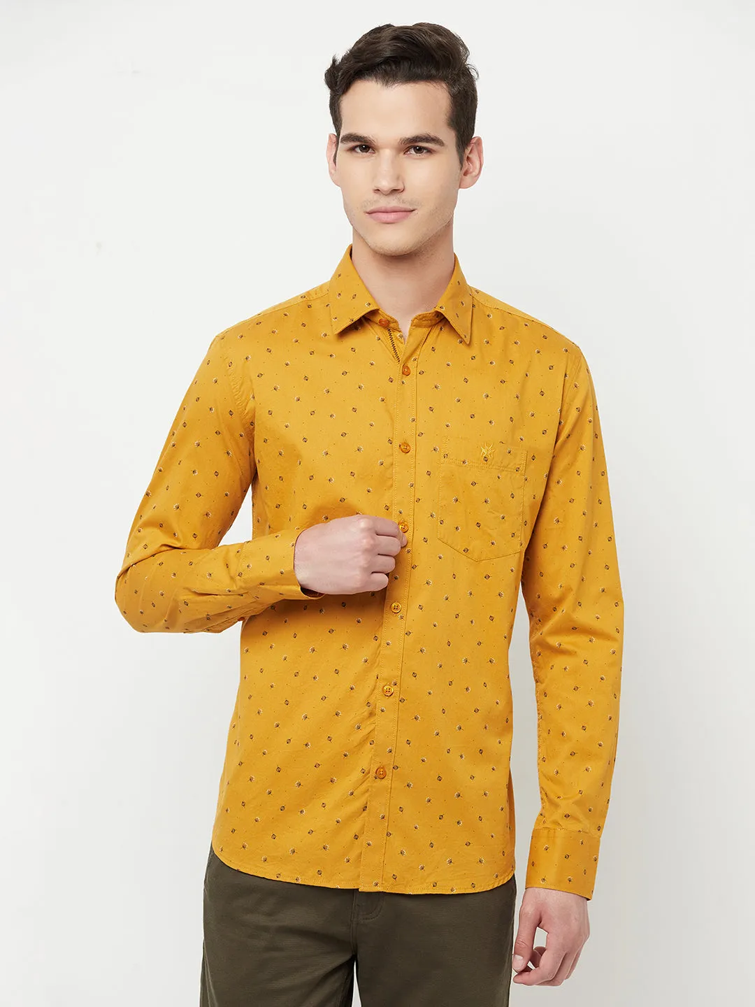 Mustard Floral Printed Shirt