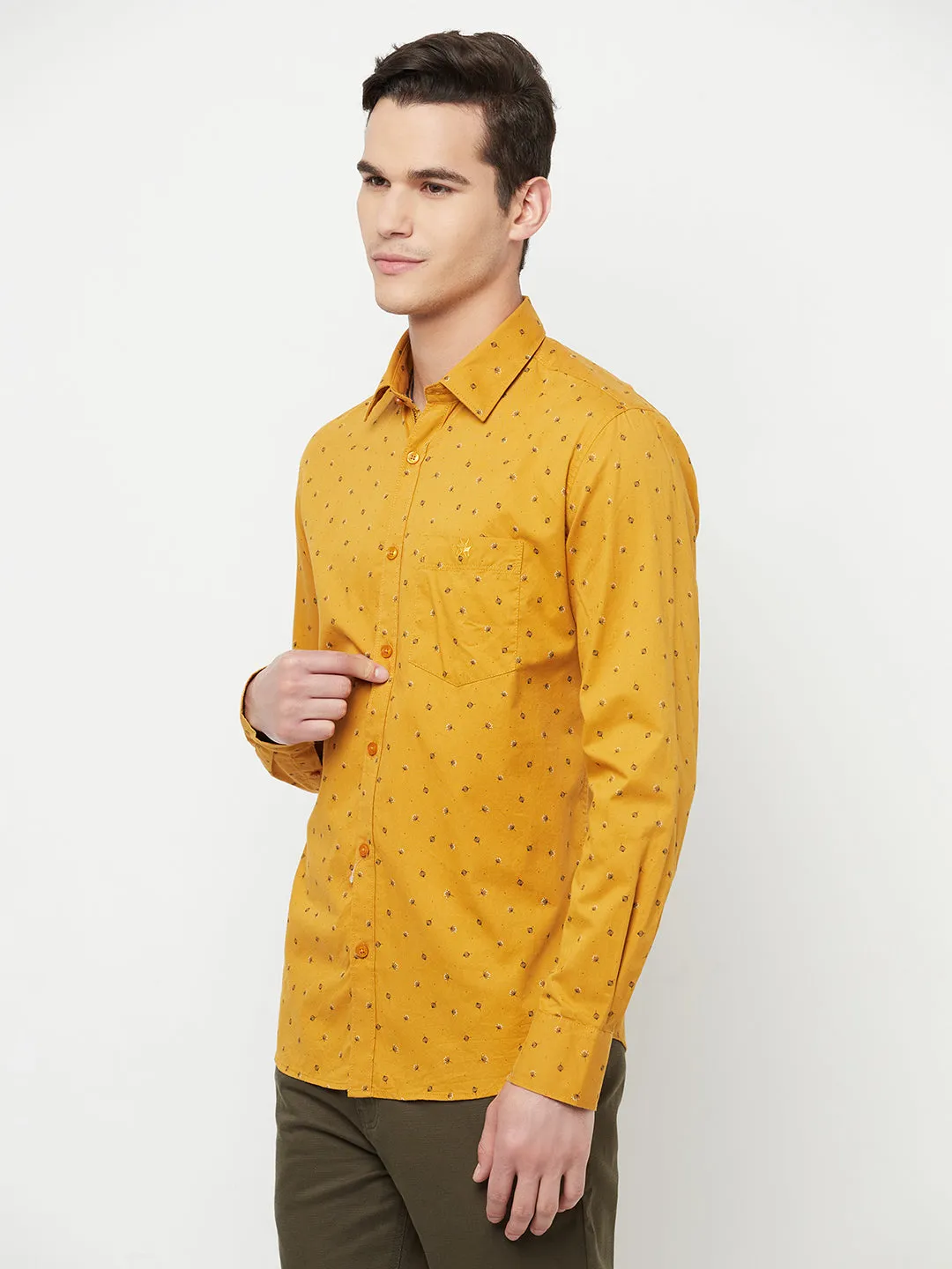 Mustard Floral Printed Shirt