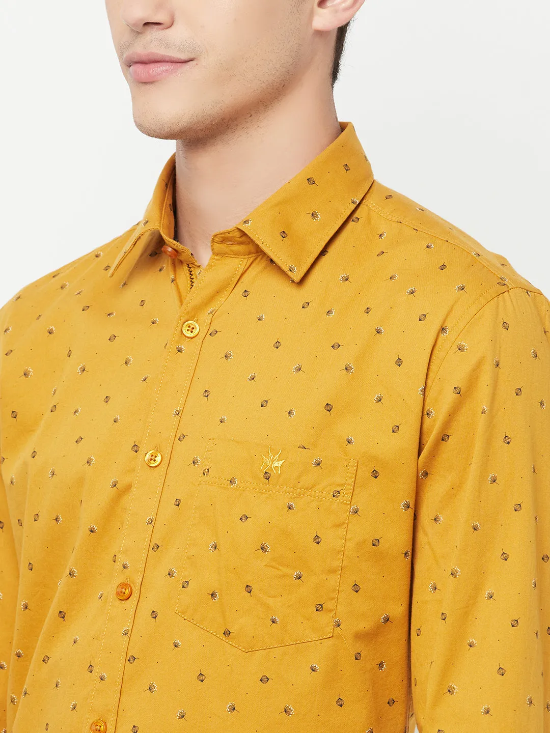 Mustard Floral Printed Shirt