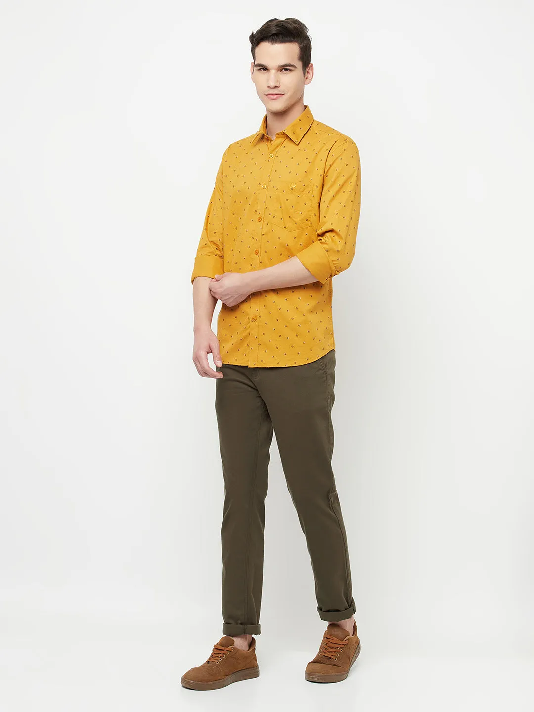Mustard Floral Printed Shirt