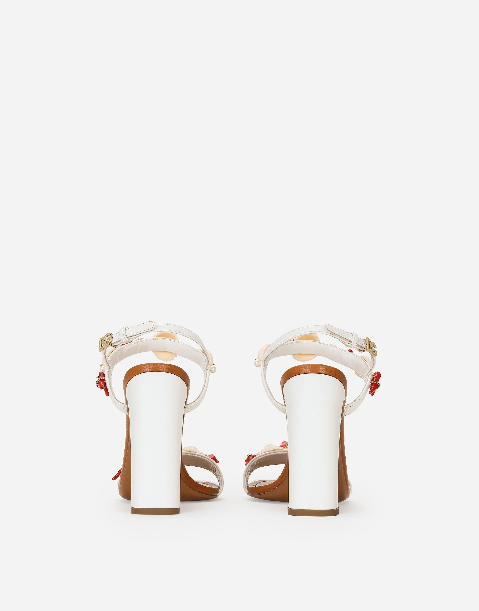 Nappa Leather Sandals With Coral Embroidery