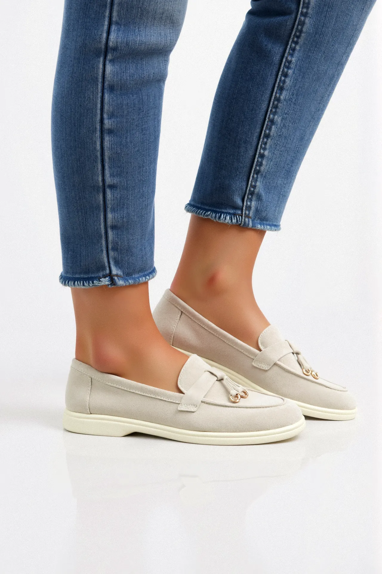 Old Money Casual Metallic Circle Decor Leather Loafers