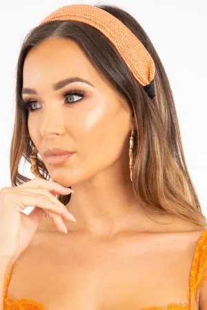 Orange Woven Wide Headband - Aaisha