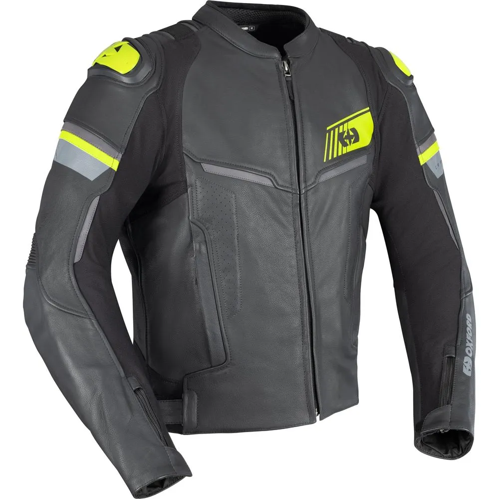 Oxford Cypher 1.0 Leather Jacket Black / Fluo Yellow
