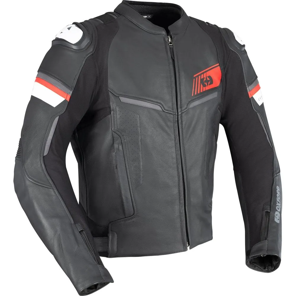 Oxford Cypher 1.0 Leather Jacket Black / White / Red