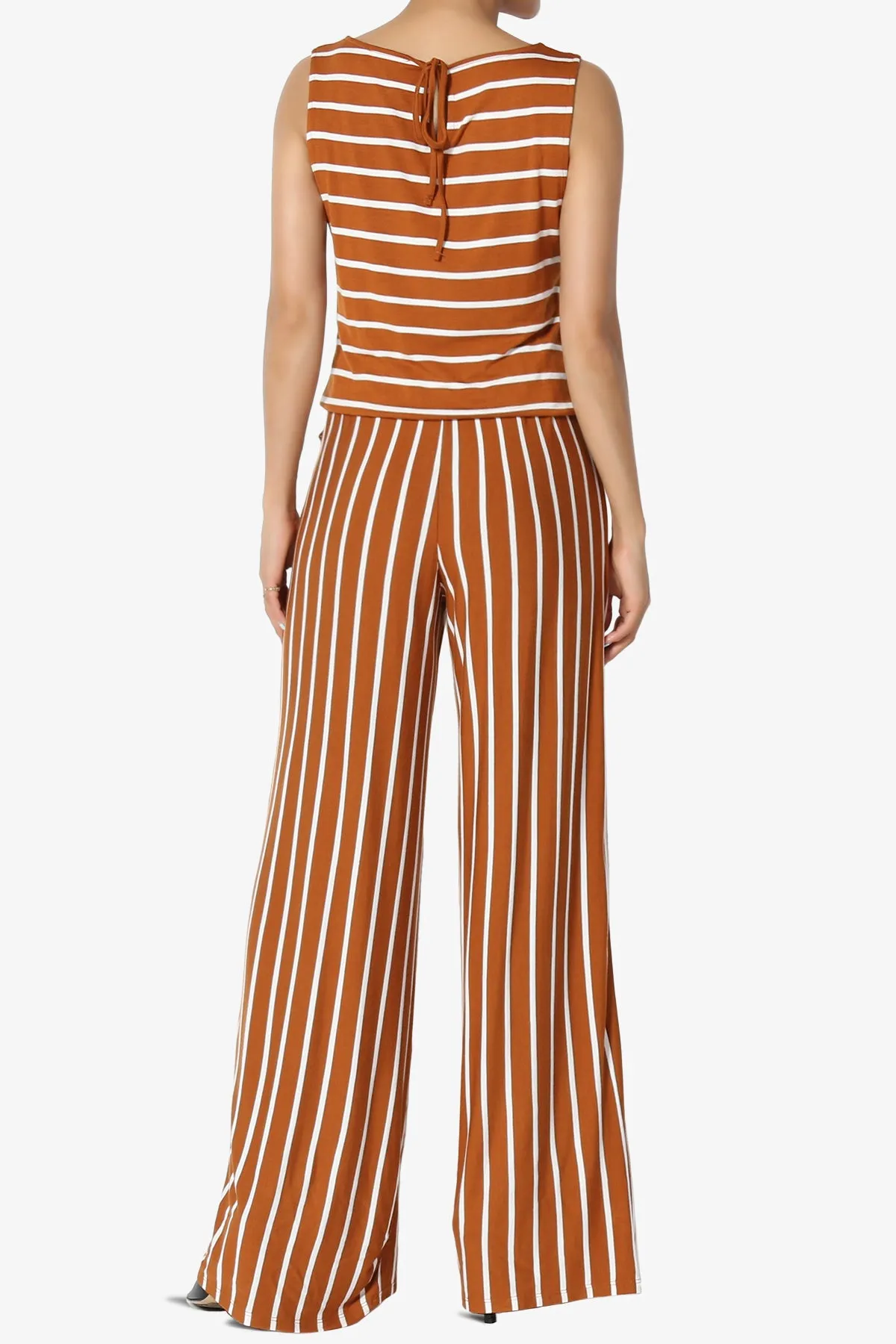 Petra Stripe Sleeveless Wide Leg Jumpsuit