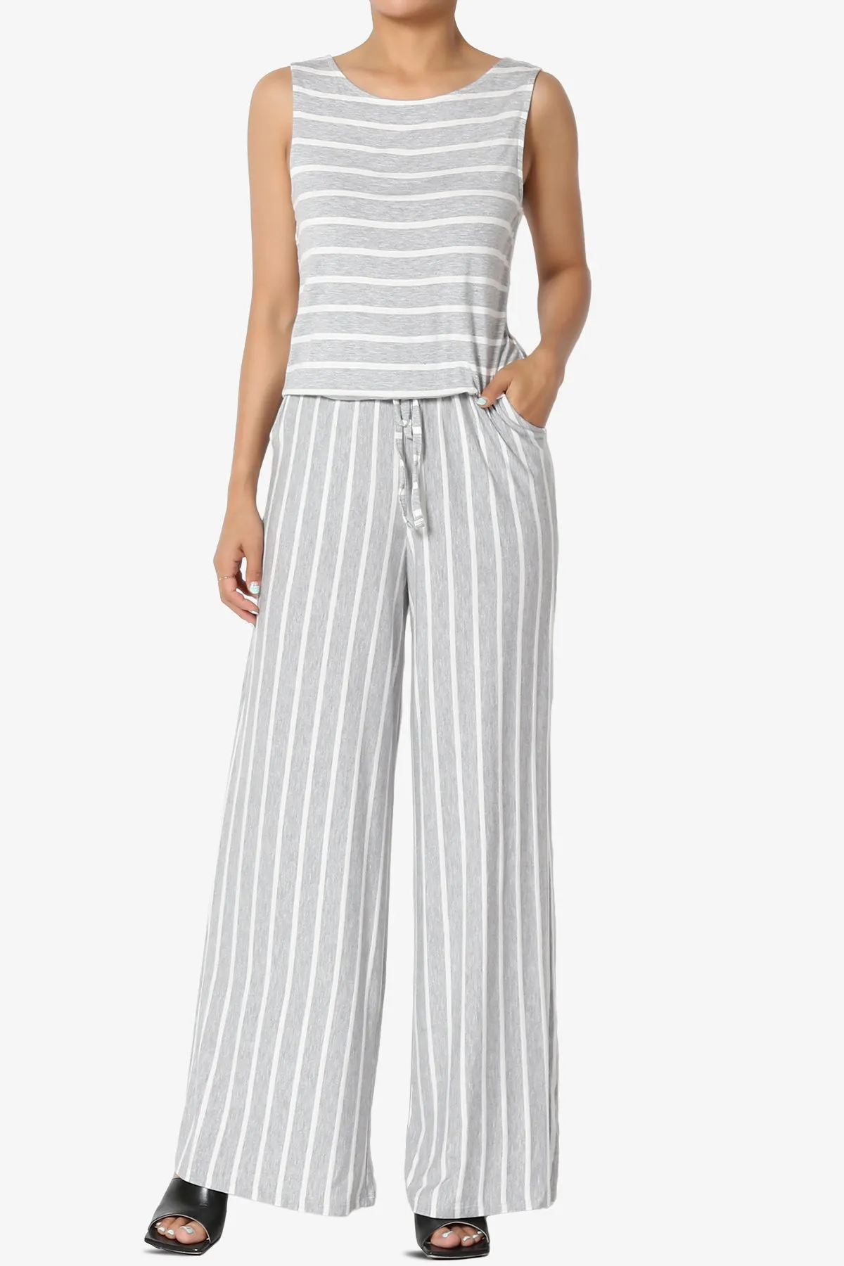 Petra Stripe Sleeveless Wide Leg Jumpsuit