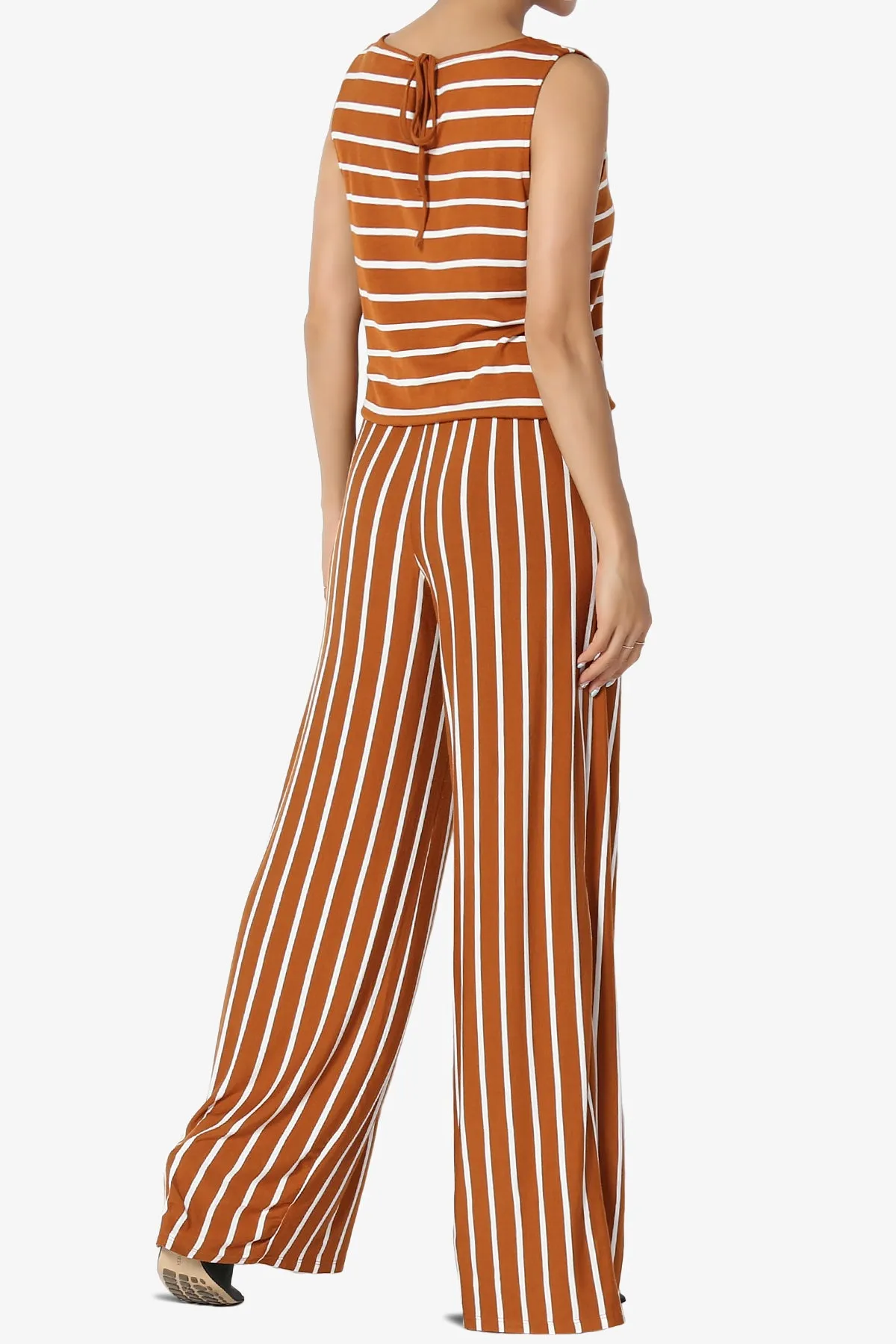 Petra Stripe Sleeveless Wide Leg Jumpsuit
