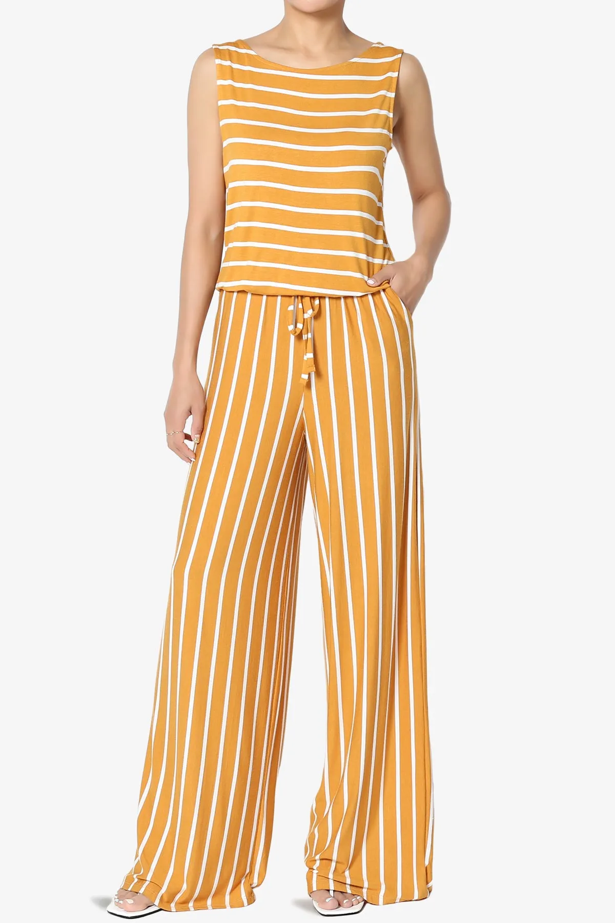 Petra Stripe Sleeveless Wide Leg Jumpsuit