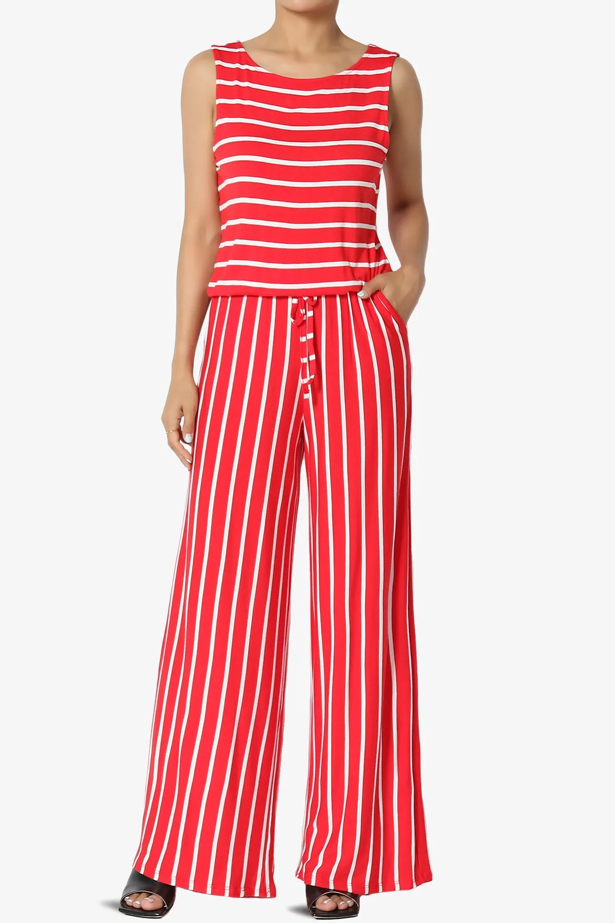 Petra Stripe Sleeveless Wide Leg Jumpsuit