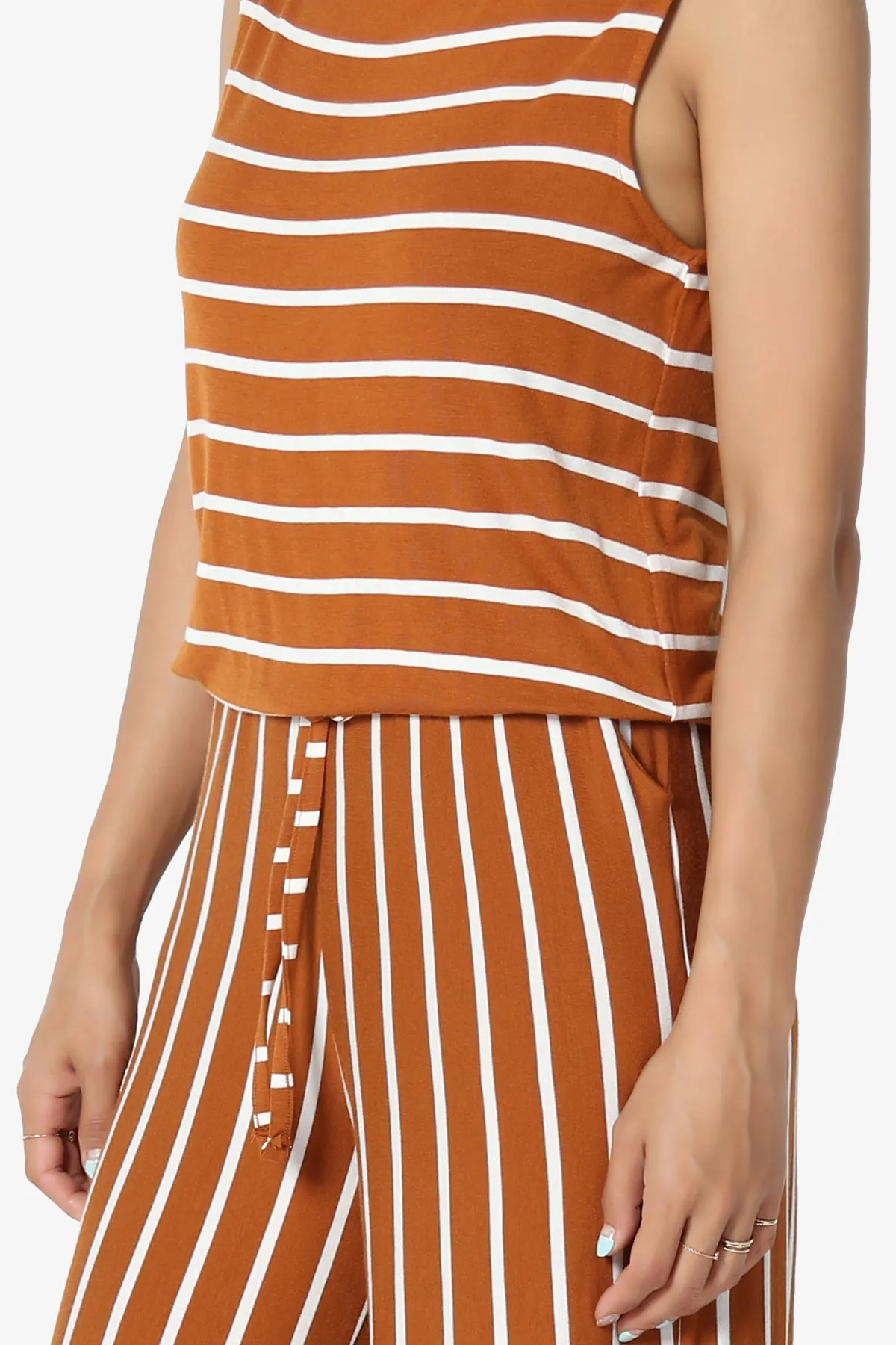 Petra Stripe Sleeveless Wide Leg Jumpsuit