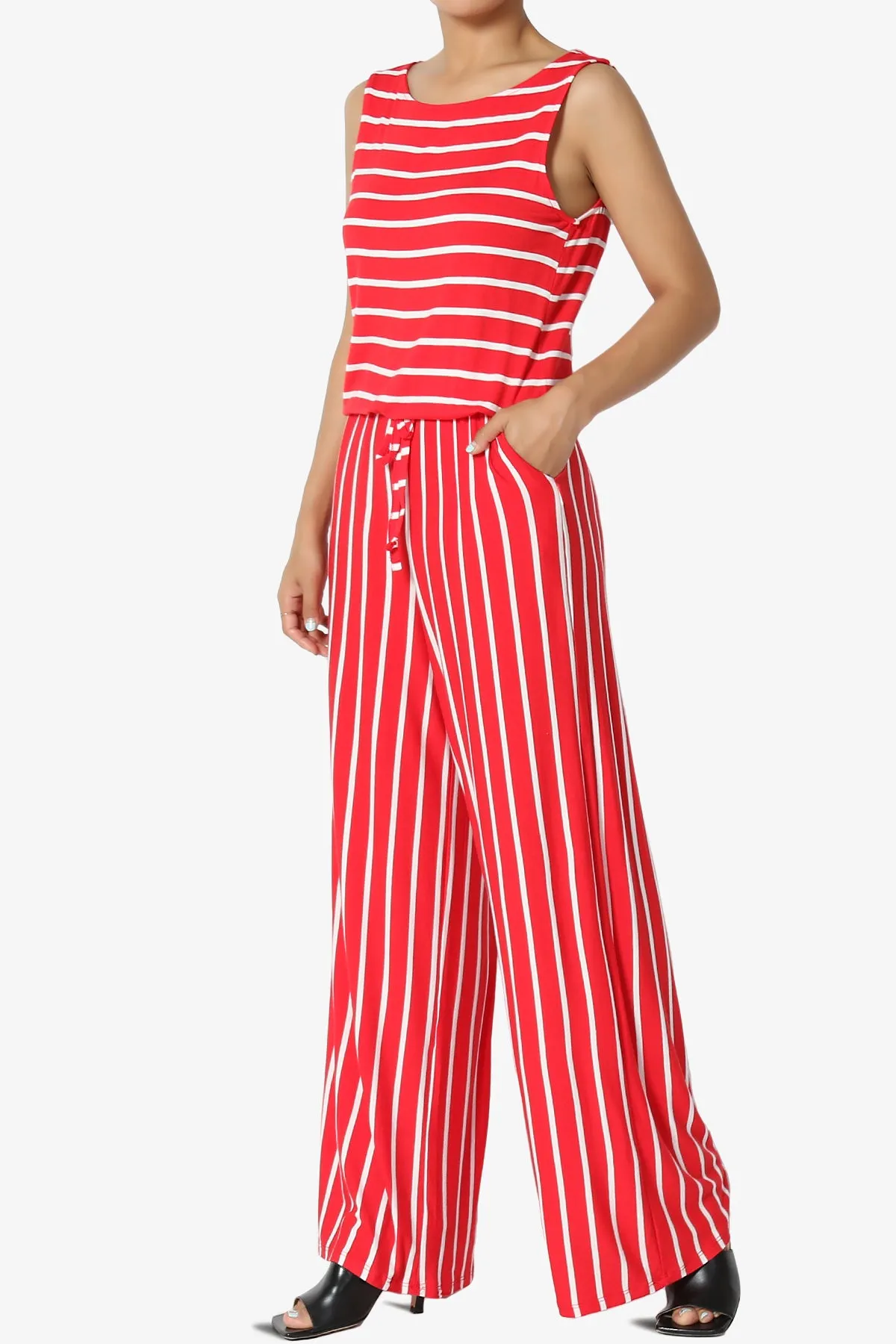 Petra Stripe Sleeveless Wide Leg Jumpsuit