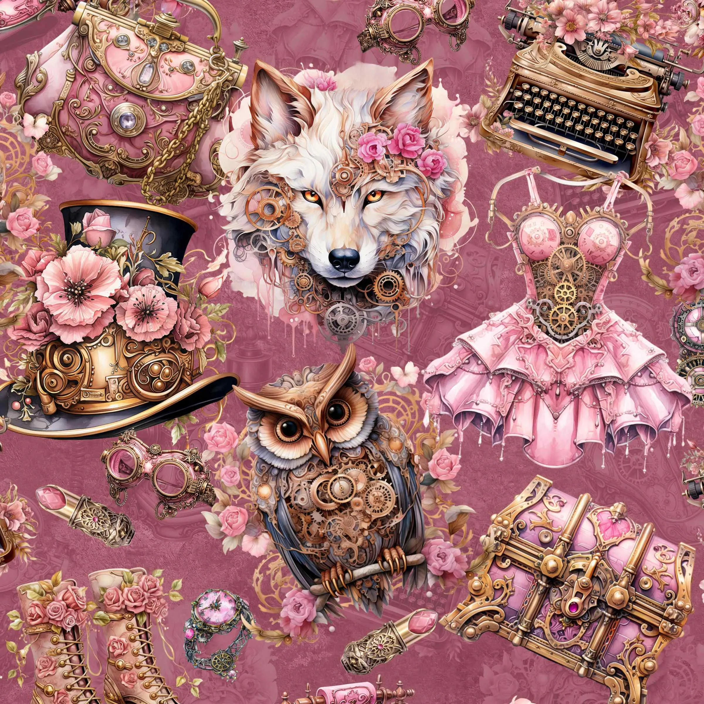 Pink Piston Panache - Steampunk Leggings