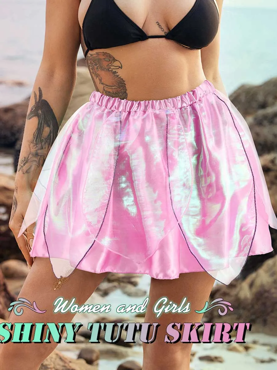 Pink Reflective Multi-layered Dance Skirt