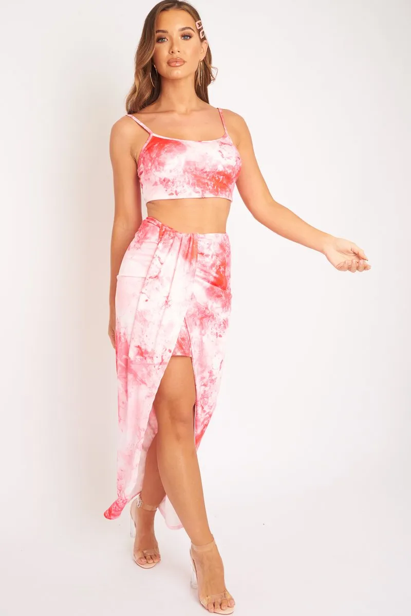 Pink Tie Dye Midi Skirt and Crop Top Co-ord - Lisa