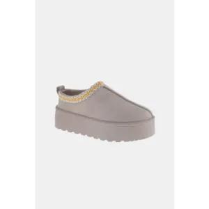 Platform Embroidered Trim Slip-On Boots for Comfort