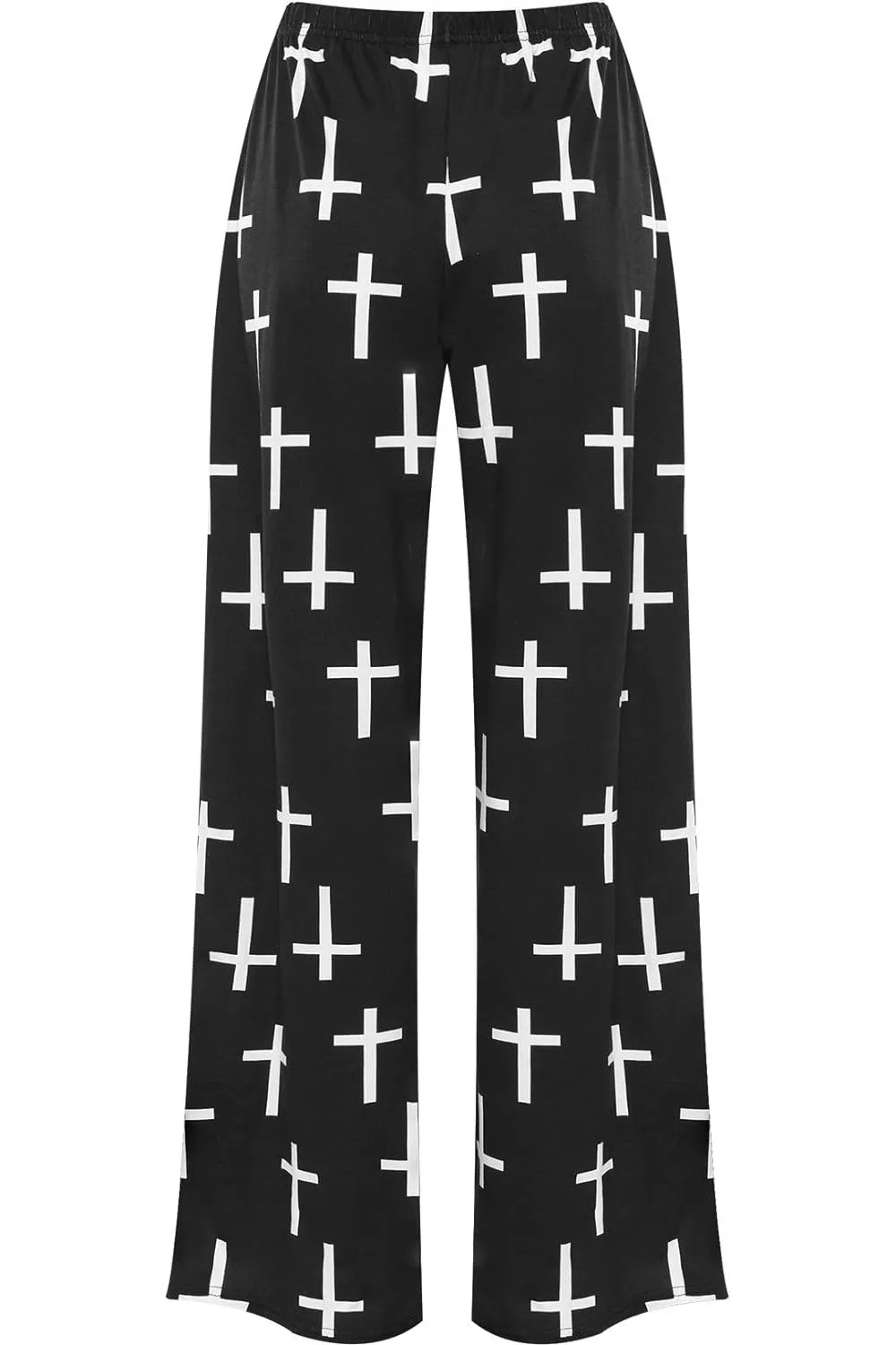 Plus Size Black Cross Print Palazzo Trouser
