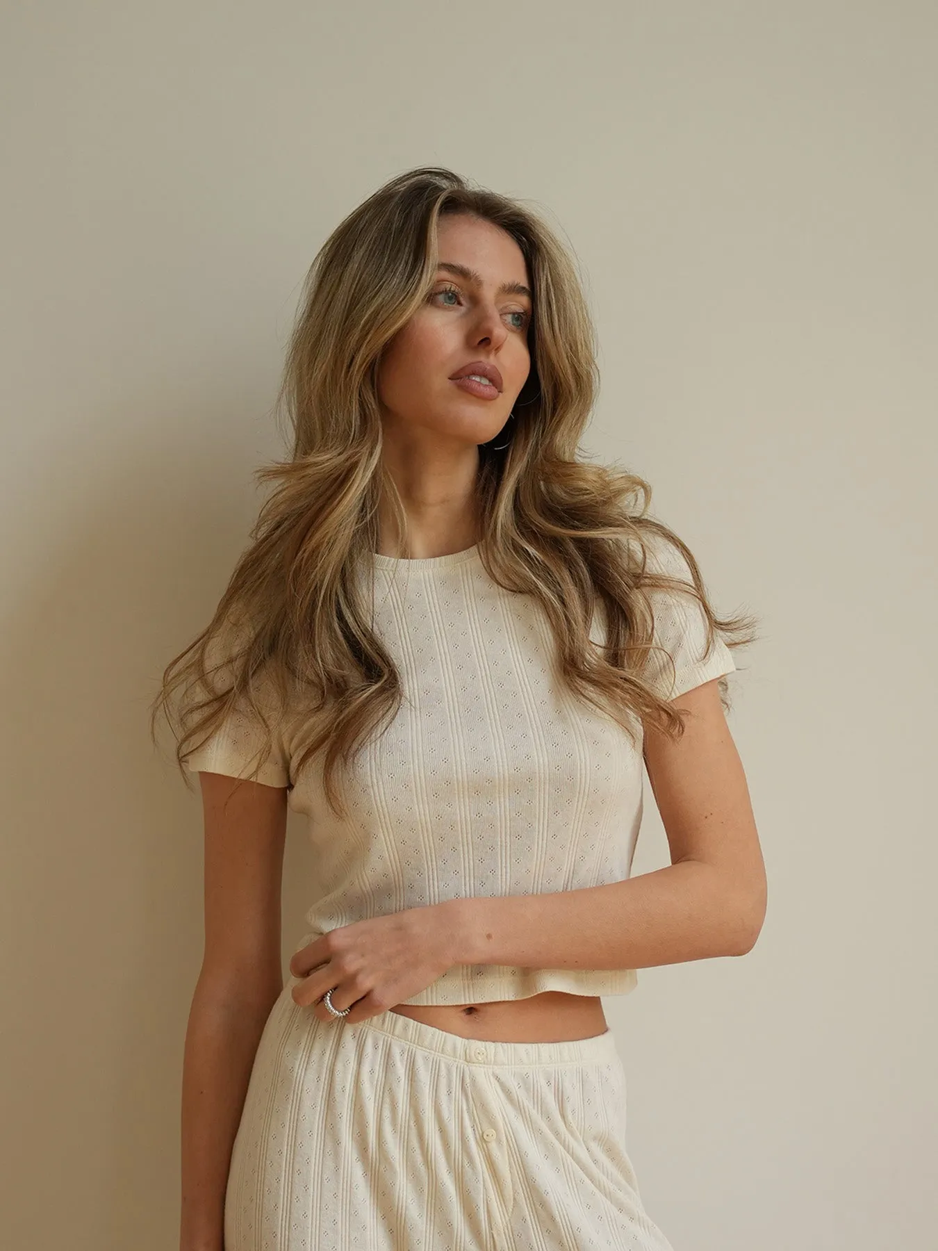 POINTELLE - Baby Tee • Milk