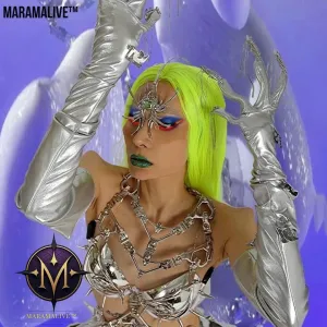Punk Futuristic Silver Metallic Performance Suit