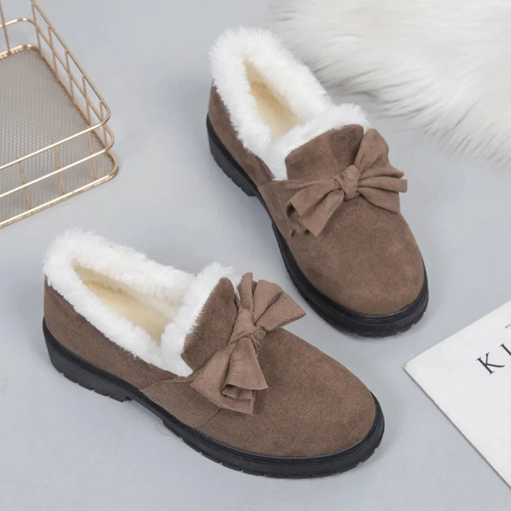 Rachel - Fluffy Winter Loafers with Bow for Women