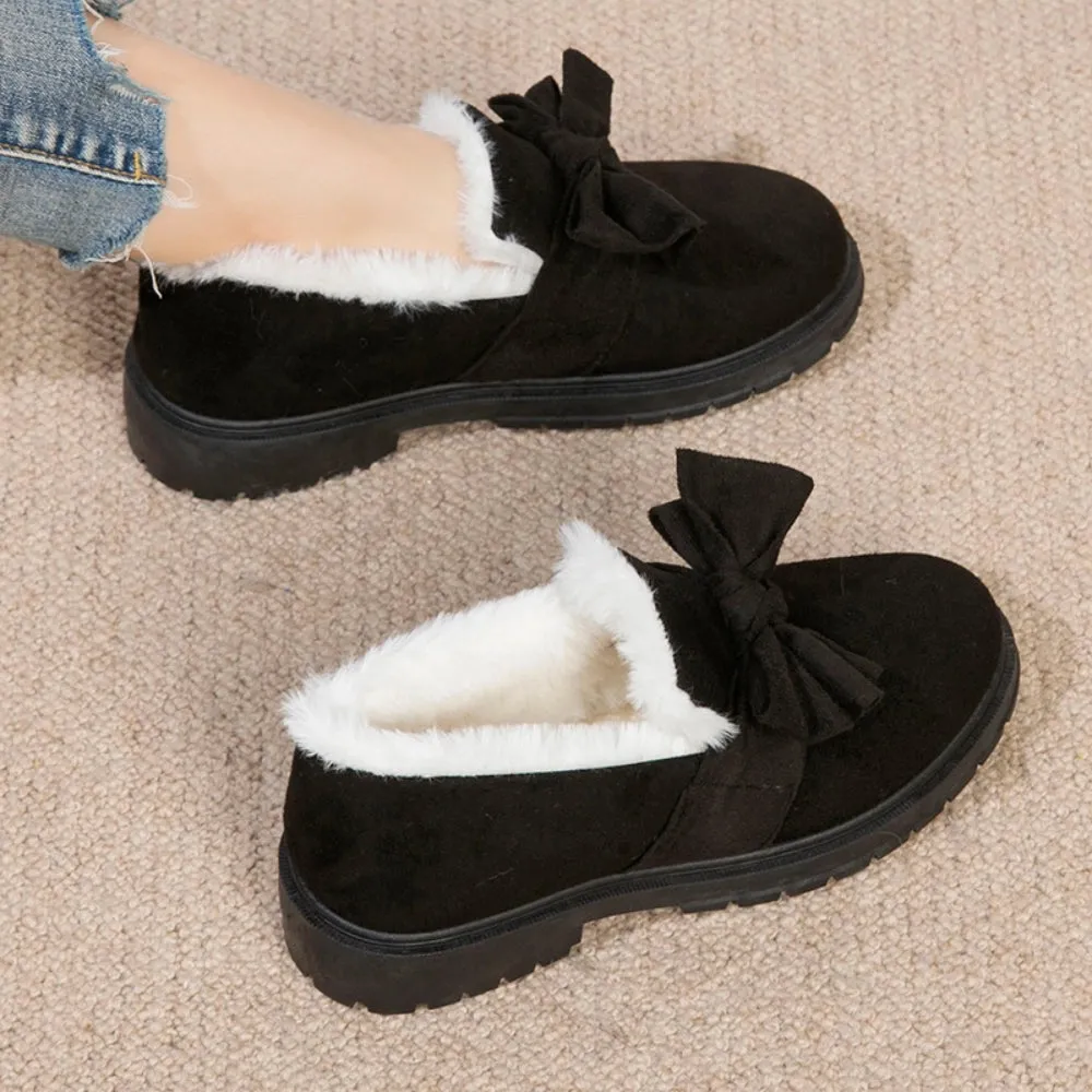 Rachel - Fluffy Winter Loafers with Bow for Women