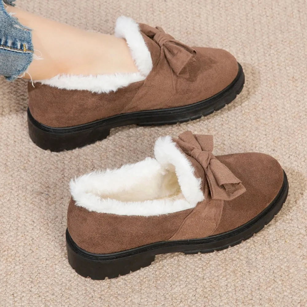 Rachel - Fluffy Winter Loafers with Bow for Women