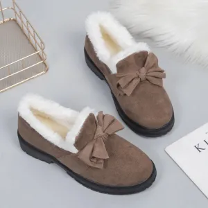 Rachel - Fluffy Winter Loafers with Bow for Women