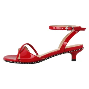 Rivet Kitten Heel Ankle Strap Sandals