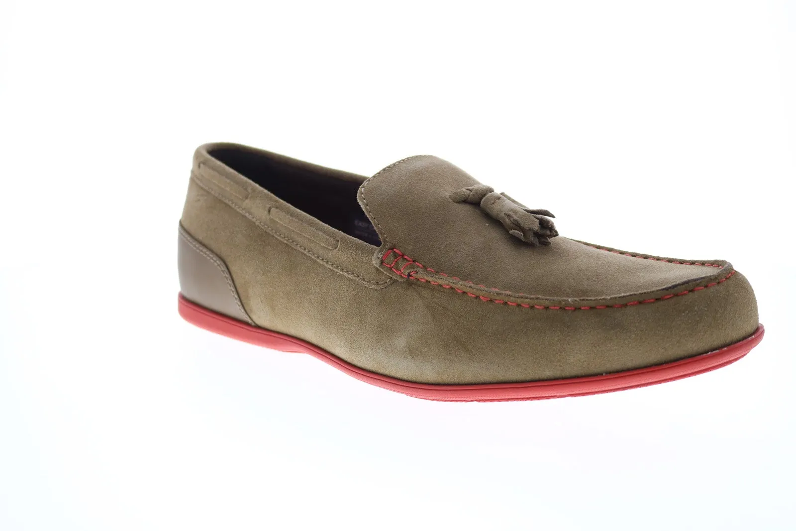 Rockport Malcom Tassel CI0075 Mens Gray Wide Suede Loafers Tasseled Shoes