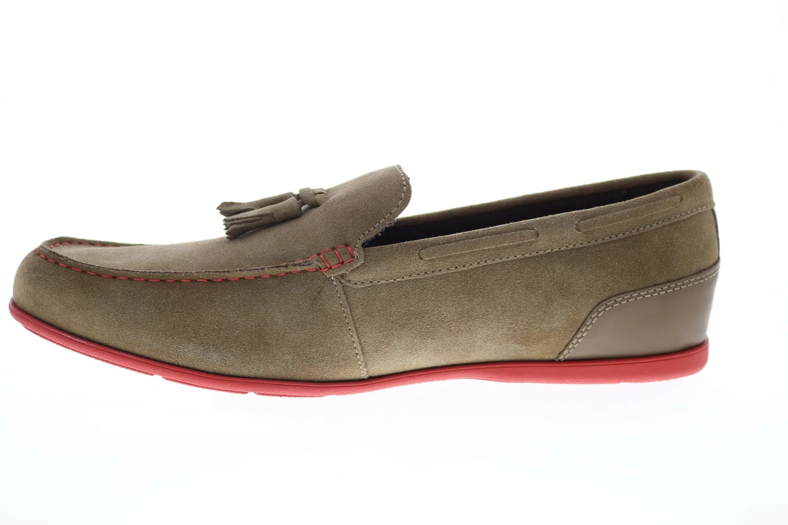 Rockport Malcom Tassel CI0075 Mens Gray Wide Suede Loafers Tasseled Shoes