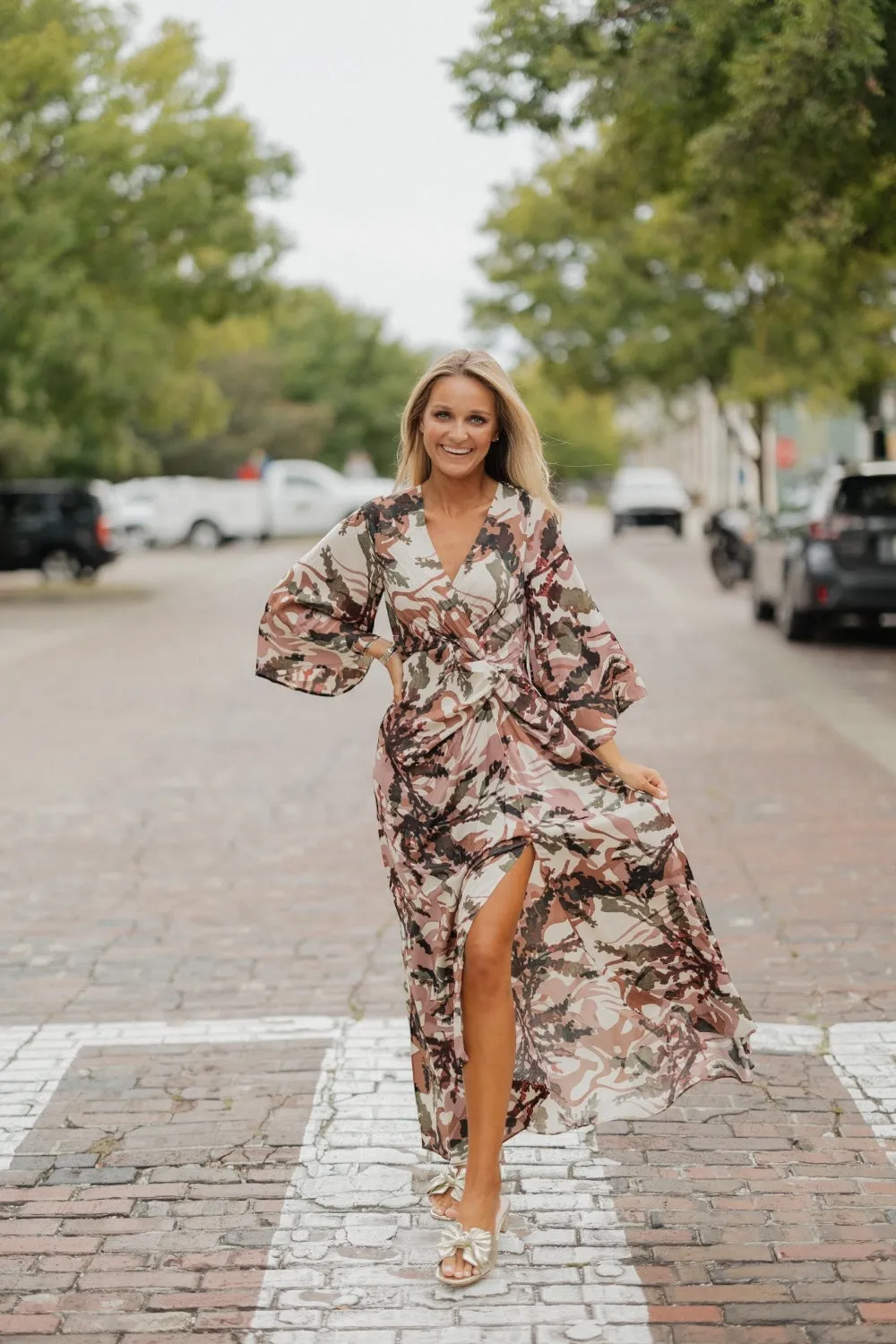 Rosewood Gathered Print Dress